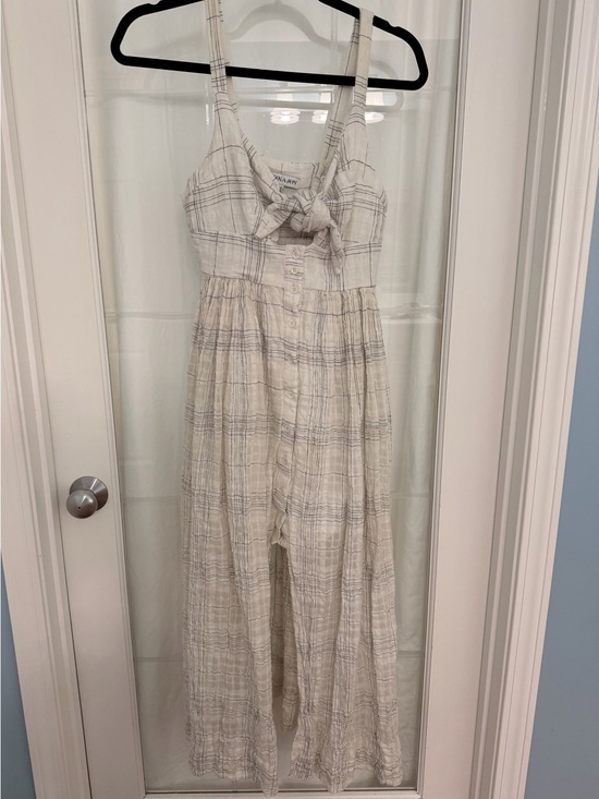 Shona Joy Dresses & Skirts - Shona Joy white plaid tie-front linen Bohemian maxi dress